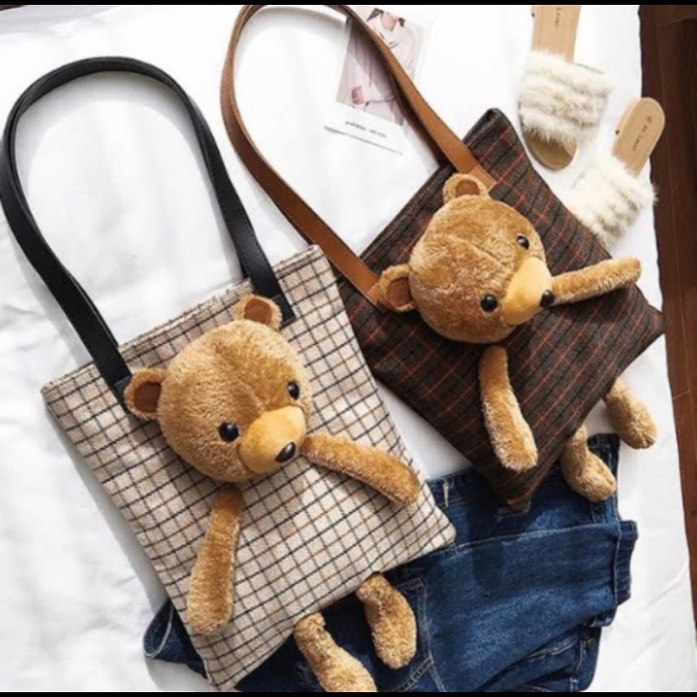 Teddy Bear Canvas Tote Bags - Picture 3 of 8